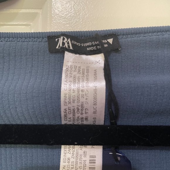 Zara Limitless Contour Collection Ribbed Blue Bodysuit - Picture 3 of 6